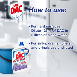 Dac Disinfectant Lavender 2x New 1.5 Ltr, Pack Of 8 Dac Disinfectant Lavender 2x New 1.5 Ltr, Pack Of 8