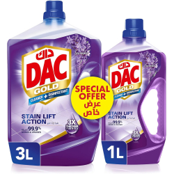 Dac Gold Disinfectant Multi-Purpose Cleaner Lavender, 3 Ltr + 1 Ltr, Pack Of 3