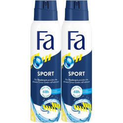 Fa Deodorant Spray Sport 2x150 ml, Pack of 6  Fa Deodorant Spray Sport 2x150 ml, Pack of 6