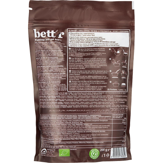 Bett'r Organic Chocolate Pudding Mix 200g