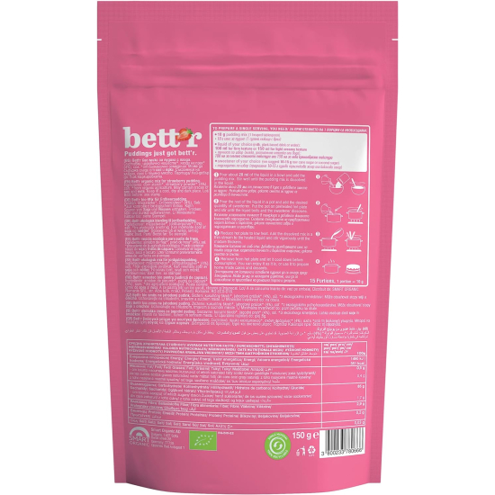 Bett'r Organic Strawberry Pudding Mix 150g