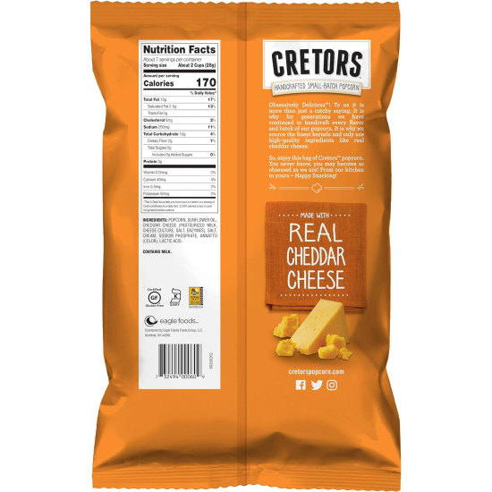 G.H. Cretors Hand Crafted Pop Corn Cheddar Cheese 185g