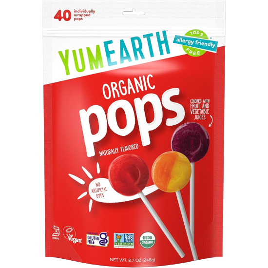 Yum Earth Organic Fruit Pops 40 Pieces, 248g