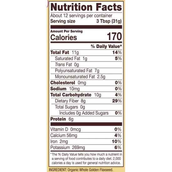 Bob's Red Mill Organic Whole Golden Flaxseed 368g, Pack Of 12