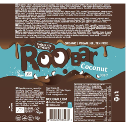 Roobar Organic Chocolate Covered Coconut Bar  Gluten Free Vegan 30g, Pack Of 24 Roobar Organic Chocolate Covered Coconut Bar  Gluten Free Vegan 30g, Pack Of 24