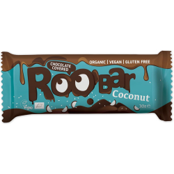 Roobar Organic Chocolate Covered Coconut Bar  Gluten Free Vegan 30g, Pack Of 24 Roobar Organic Chocolate Covered Coconut Bar  Gluten Free Vegan 30g, Pack Of 24