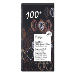 Vivani Organic Edel Bitter 100% Cacao + Nibs 80g Vegan, Pack Of 12 Vivani Organic Edel Bitter 100% Cacao + Nibs 80g Vegan, Pack Of 12