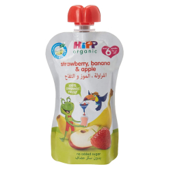 Hipp Organic Apple Strawberry & Banana Puree 100g, Gluten Free, No added Sugar, Pack Of 24 Hipp Organic Apple Strawberry & Banana Puree 100g, Gluten Free, No added Sugar, Pack Of 24