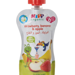 Hipp Organic Apple Strawberry & Banana Puree 100g, Gluten Free, No added Sugar, Pack Of 24 Hipp Organic Apple Strawberry & Banana Puree 100g, Gluten Free, No added Sugar, Pack Of 24