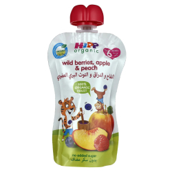 Hipp Organic Wild Berries, Apple & Peach Puree 100g, Gluten Free, Pack Of 24 Hipp Organic Wild Berries, Apple & Peach Puree 100g, Gluten Free, Pack Of 24