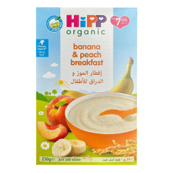 Hipp Organic Banana & Peach Breakfast 230g, Gluten Free, No Added Sugar, Pack Of 12 Hipp Organic Banana & Peach Breakfast 230g, Gluten Free, No Added Sugar, Pack Of 12