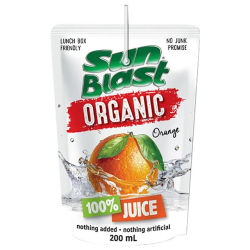 Sun Blast Organic Orange Juice 10 x 200ml, No Added Sugar, Pack Of 12 Sun Blast Organic Orange Juice 10 x 200ml, No Added Sugar, Pack Of 12