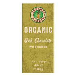 Organic Larder Dark Chocolate With Ginger 100g, Pack Of 12 Organic Larder Dark Chocolate With Ginger 100g, Pack Of 12