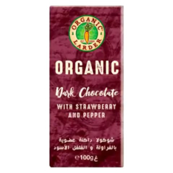Organic Larder Dark Chocolate with Strawberry & Pepper 100g, Pack Of 12 Organic Larder Dark Chocolate with Strawberry & Pepper 100g, Pack Of 12