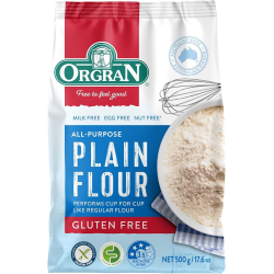 Orgran All Purpose Plain Flour,  Gluten Free, Vegan 500g, Pack Of 8 Orgran All Purpose Plain Flour,  Gluten Free, Vegan 500g, Pack Of 8