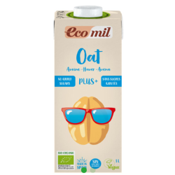 Ecomil Organic Oat Drink No Added Sugar, Vegan 1L, Pack Of 8 