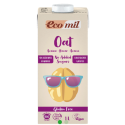 Ecomil Organic Oat Milk Drink No Added Sugar, Gluten Free, Vegan 1L, Pack Of 8 Ecomil Organic Oat Milk Drink No Added Sugar, Gluten Free, Vegan 1L, Pack Of 8