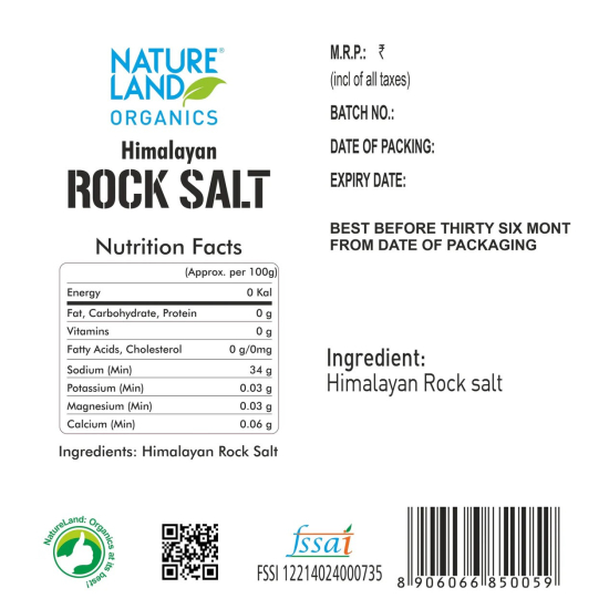 Natureland Organics Himalayan Pink Rock Salt 1 Kg