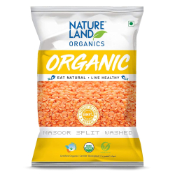 Natureland Organics Masoor Split Washed 500g, Pack Of 6 Natureland Organics Masoor Split Washed 500g, Pack Of 6
