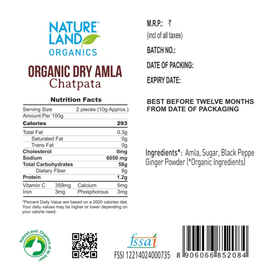 Natureland Organics Dry Amla Chatpat 250g