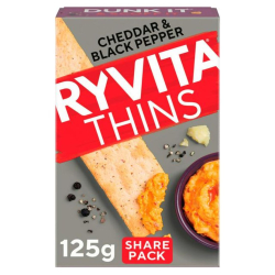 Ryvita Thins Cheddar & Black Pepper 125g, Pack Of 6 Ryvita Thins Cheddar & Black Pepper 125g, Pack Of 6
