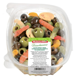 Madama Oliva Pitted Green And Black Olives 200g, Pack Of 10 Madama Oliva Pitted Green And Black Olives 200g, Pack Of 10