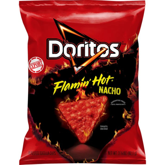 Doritos Flamin Hot Nacho Tortilla Chips 3.25 OZ (92g), Pack Of 12
