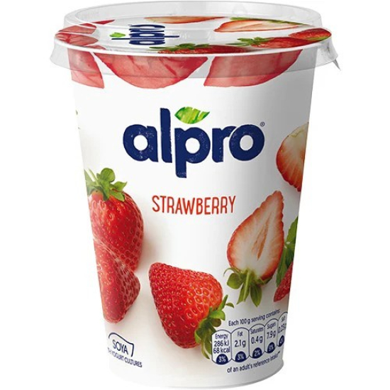 Alpro Plant Based Alternate Yogurt Strawberry 500g, 100% Plant Based And Dairy Free, Suitable For Vegans, Pack Of 8