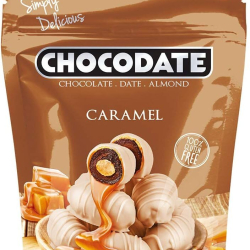 Chocodate Caramel | Exquisite Bite Sized Delicacy | Handmade Treat - Rich Silky Chocolate - Velvety Arabian Date - Golden Roasted Almond - Perfect Snacking - 230g, Pack Of 6 Chocodate Caramel | Exquisite Bite Sized Delicacy | Handmade Treat - Rich Silky Chocolate - Velvety Arabian Date - Golden Roasted Almond - Perfect Snacking - 230g, Pack Of 6