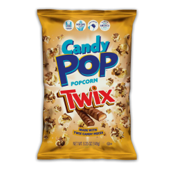 Candy Pop Popcorn Twix, Made With Twix Candy, Low Sodium, 150 Cal, Non GMO ,5.25OZ (149g), Pack Of 6