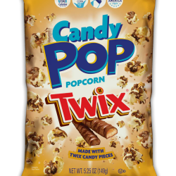 Candy Pop Popcorn Twix, Made With Twix Candy, Low Sodium, 150 Cal, Non GMO ,5.25OZ (149g), Pack Of 6 Candy Pop Popcorn Twix, Made With Twix Candy, Low Sodium, 150 Cal, Non GMO ,5.25OZ (149g), Pack Of 6
