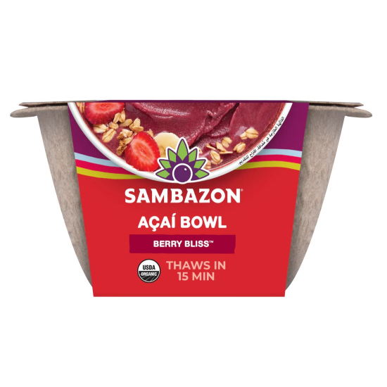 Sambazon Organic Berry Bliss Acai Bowl 6.1 Oz, Pack Of 8