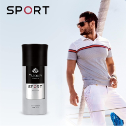 Yardley Sport Men Body Spray  Luxurious Scent For Gents, Marine, Musk, and Amber, 150 ml, Pack Of 12 Yardley Sport Men Body Spray  Luxurious Scent For Gents, Marine, Musk, and Amber, 150 ml, Pack Of 12