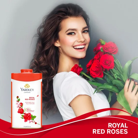Yardley London Royal Red Rose Perfumed Talcum Body Powder, All Day