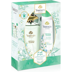 Yardley Imperial Jasmine Perfumed Gift Set, Floral Scent With Jasmine And Orange Blossom Fragrance, Eau De Toilette 125ml + Body Spray 150ml Yardley Imperial Jasmine Perfumed Gift Set, Floral Scent With Jasmine And Orange Blossom Fragrance, Eau De Toilette 125ml + Body Spray 150ml