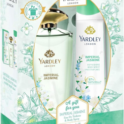 Yardley Imperial Jasmine Perfumed Gift Set, Floral Scent With Jasmine And Orange Blossom Fragrance, Eau De Toilette 125ml + Body Spray 150ml Yardley Imperial Jasmine Perfumed Gift Set, Floral Scent With Jasmine And Orange Blossom Fragrance, Eau De Toilette 125ml + Body Spray 150ml