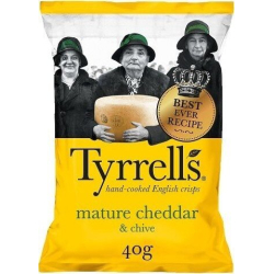 Tyrrells Mature Cheddar & Chives 24x40g Tyrrells Mature Cheddar & Chives 24x40g