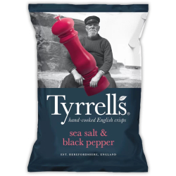 Tyrrells Sea Salt & Black Pepper Crisps 40g, Pack Of 24 Tyrrells Sea Salt & Black Pepper Crisps 40g, Pack Of 24
