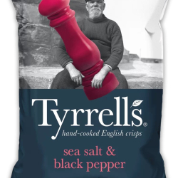 Tyrrells Sea Salt & Black Pepper Crisps 40g, Pack Of 24 Tyrrells Sea Salt & Black Pepper Crisps 40g, Pack Of 24