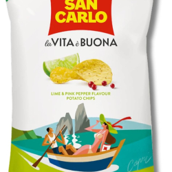 San Carlo Lime & Pink Pepper Flavor Potato Chips 50g, Pack Of 12