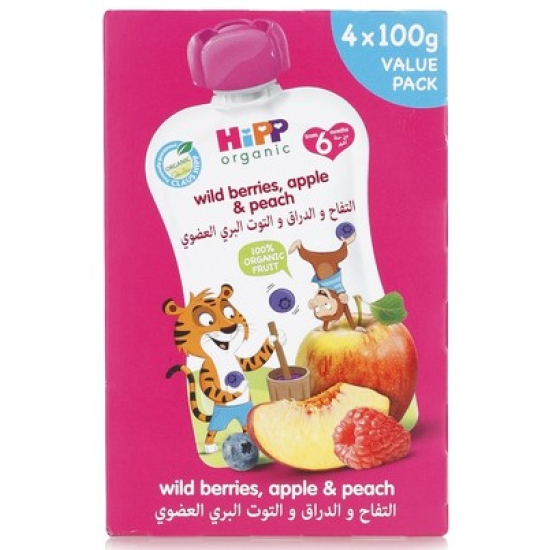 Hipp Organic Wild Berries, Apple & Peach 4x100g