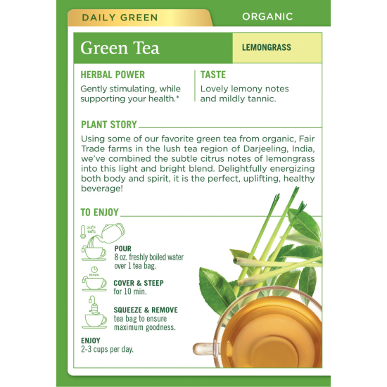Traditional Medicinals Green Tea Lemongrass 16 Tea Bags