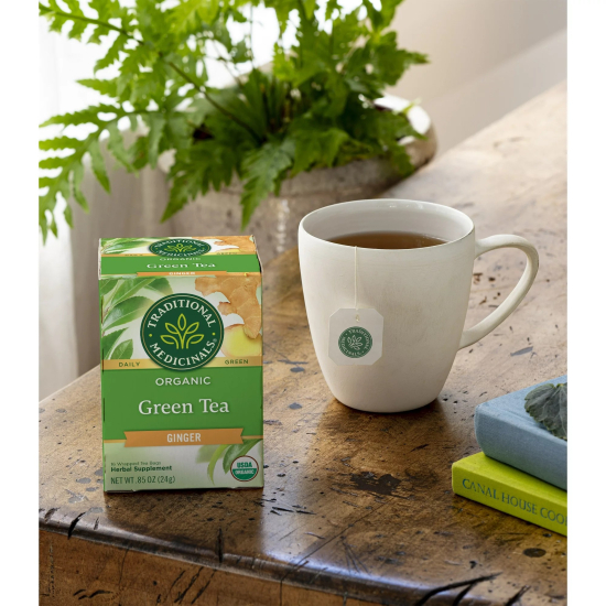 Traditional Medicinal Green Tea With Ginger, 16 Teabags