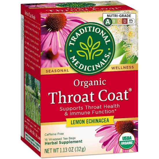 Traditional Medicinals Throat Coat Lemon Echinacea 16 Tea Bags