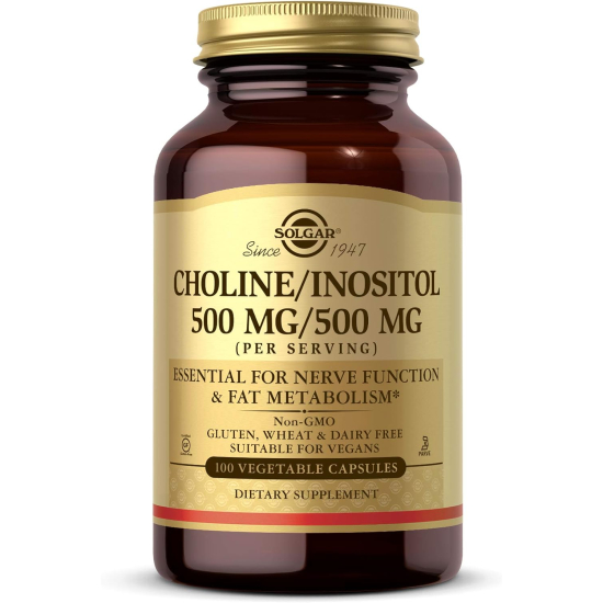 Solgar Choline/Inositol 500mg/500 mg 100 Vegetable Capsules