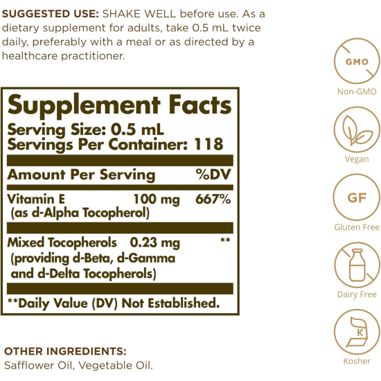 Solgar Liquid Vitamin E 2 Oz 59.2 ml