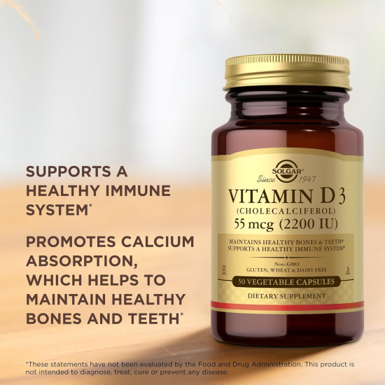 Solgar Vitamin D3 2200iu 50 Vegetable Capsules