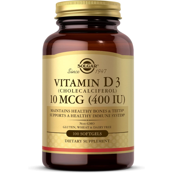 Solgar Vitamin D3 400iu Soft gels Cholecalciferol 100's