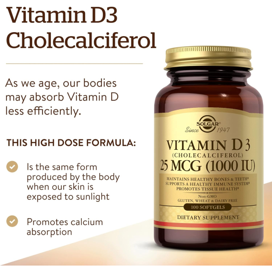 Solgar Vitamin D3 1000iu 100 Softgels