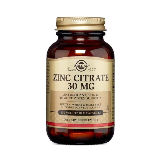 Solgar Zinc Citrate 30mg Capsules 100's